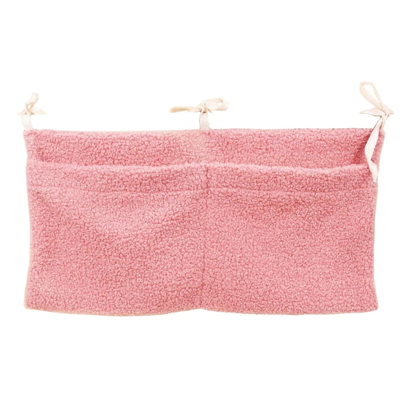 Neuer dicker Plüsch Babybett Hängetasche Tragbare Doppeltaschen Neugeborenen-Bett Spielzeug Organizer Tasche Bettkopfteil Aufbewahrungstasche