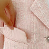 Elegant Fashion Pink Tweed Suit Women's Autumn 2023 Y2k High Quality Blazer Coat+Bag Hip Skirt Commuting Two-Piece Set