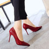 HOT Plus Size 34-44 HOT Women Shoes Pointed Toe Pumps Patent Leather Dress High Heels Boat Shoes Wedding Shoes Zapatos Mujerd76