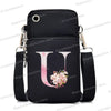 Damen Kuriertasche Kleine Handtasche Umhängetasche Geldbörse für Handy Sakura 26 Alphabet-Druck Münzgeldbörse Damen Kartenhalter