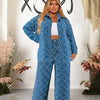 Denim 2 Piece Set Women Jeans and Jacket Winter Casual Outfits Long Sleeve Denim Plaid Coat and Pants Sets Plus Size Clothes