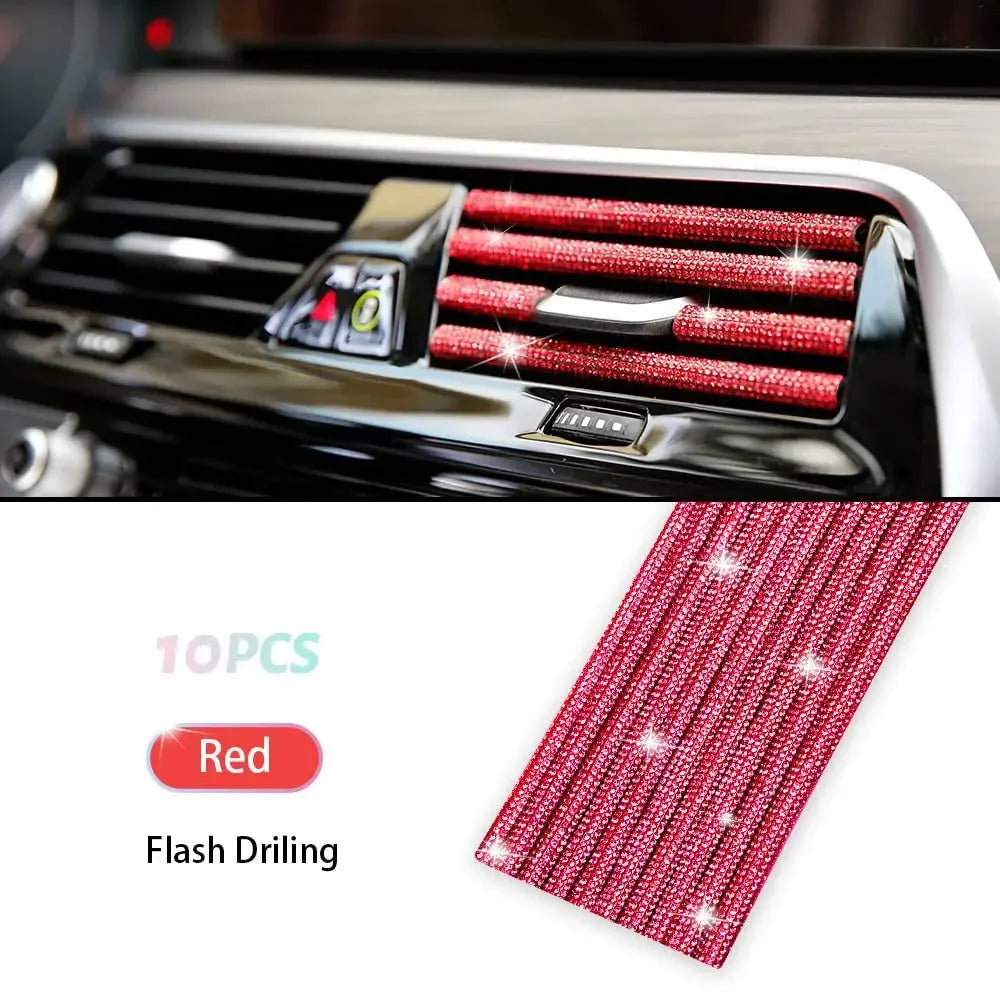 10 Stücke Diamant Auto Klimaanlage Outlet Streifen Bohrer U Form Strass Clip Dekoration Glänzende Kristall Trim Streifen Auto Zubehör
