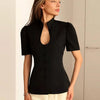 Fashion Women's Stand Collar Blazer Short Sleeve Button Puff Sleeves Solid Lady Top 2025 Summer Autumn Elegant Female Coat