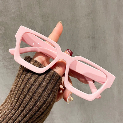 Dicke quadratische Computerbrille für Damen und Herren, Blaulichtfilter, schlichte Brille, Vintage, bunte, übergroße optische Brille