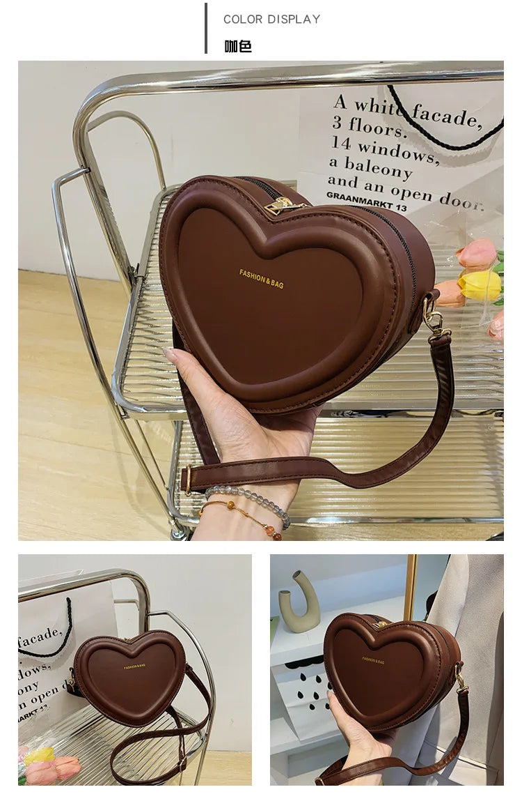 Fashion Heart Shape Crossbody Bags For Women New Solid Pu Leather Shoulder Bag Casual Ladies Handbags Designer Women Bags сумка