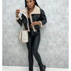 Faux Leather Jackets Women PU Short Thick Warm Black Outwear Female Aviator Retro Lapel Velvet Coat 2023 New Winter Woman Tops