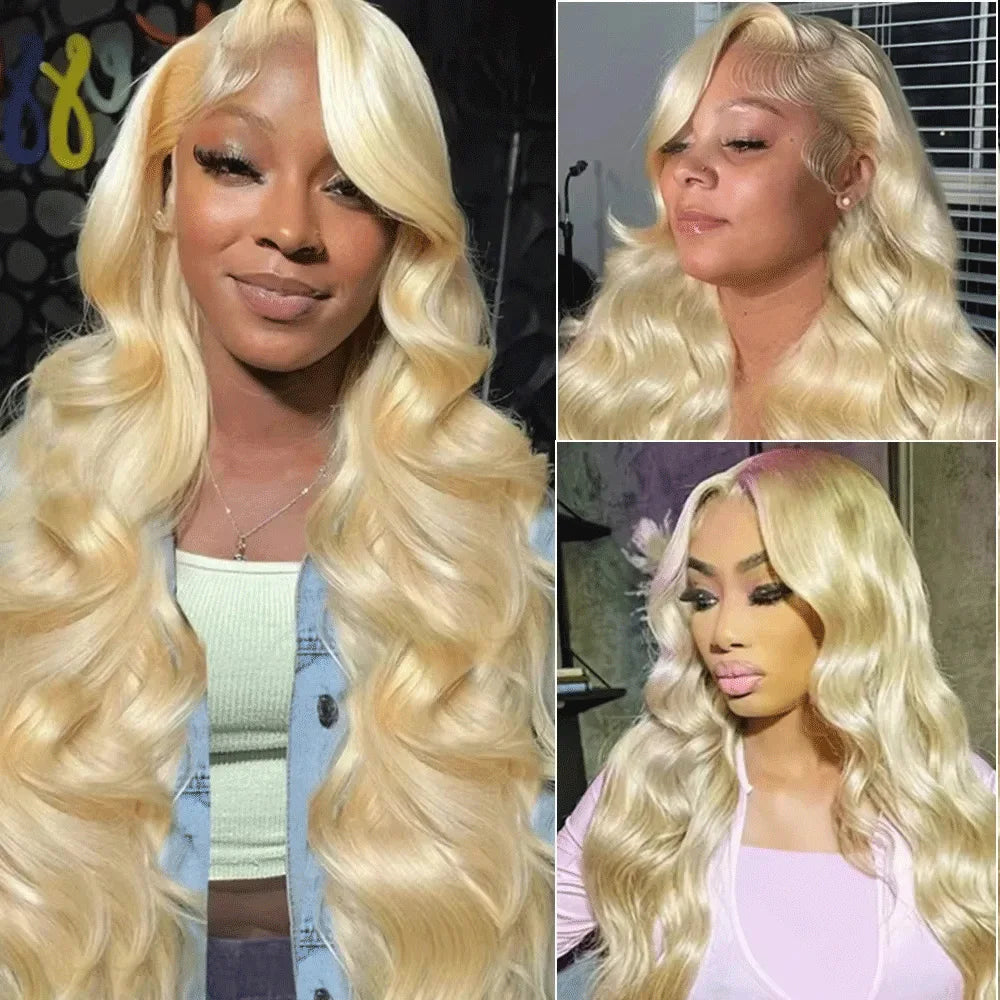 613 Blonde Body Wave 13x6 HD Lace Frontal Human Hair Wigs 38 40 Inches Honey Colored Lace Closure Front Wig For Black Women