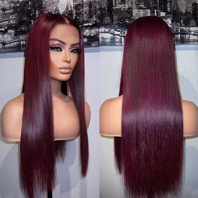 Dark Burgundy Straight Wigs 13X4 HD Lace Front Human Hair Wigs 99J Color Straight Brazilian Hair Wig Glueless Wig Pre Glueless