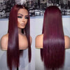 Dark Burgundy Straight Wigs 13X4 HD Lace Front Human Hair Wigs 99J Color Straight Brazilian Hair Wig Glueless Wig Pre Glueless