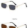Halbrahmen Eckige Sonnenbrille für Damen Luxusmarke Kleine Metall Retro Rechteckige Schwarze Sonnenbrille Damen Mode Brille