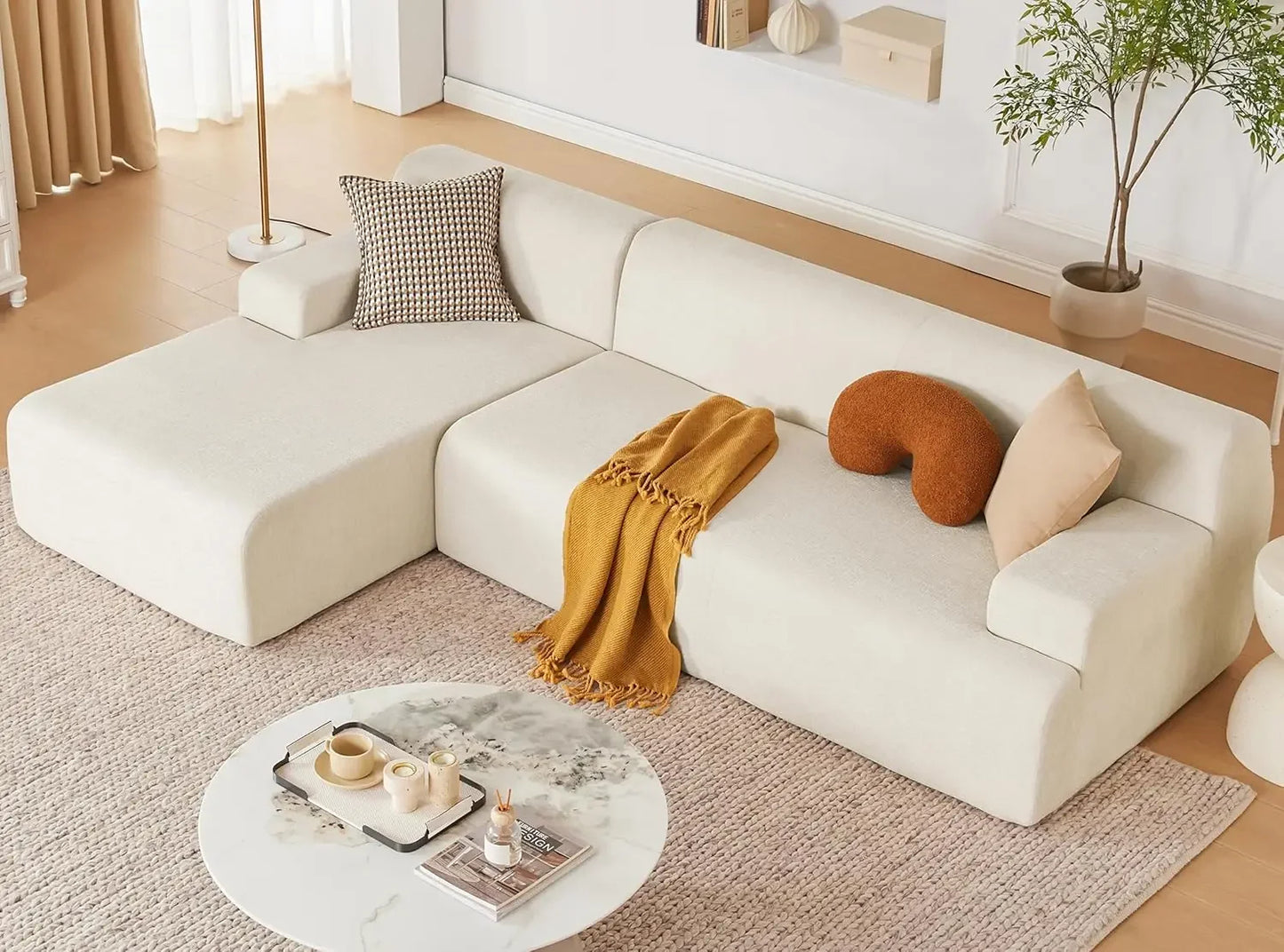 107” modulares Sektionssofa, modernes Couch-Schaumstoff-Sektionssofa für das Wohnzimmer, hochdichtes Schaumstoff-Wolken-Sektionssofa