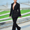 Red Carpet Women Blazer Suits Full Crystal Beads Street Power Outfits Evening Party Pants Suits Wedding Wear 2 Pieces