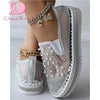 Big Size 43 Brand New Ladies Platform Loafers Fashion Rhinestonen Pearl Solid women's Sneakers Casual Spring Autumn Women Shoes