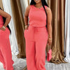 Solid Casual Jumpsuit for Women Sleeveless Drawstring High Waist One Pieces Rompers and Jumpsuits Summer Outfits Combinaison