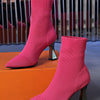 Damen Stricken Sexy High Heels Schuhe Spitz zulaufend Trend Chelsea Boots Designer Winter 2024 Neue Stiefeletten Dünne Mujer Sockenstiefel Pumps