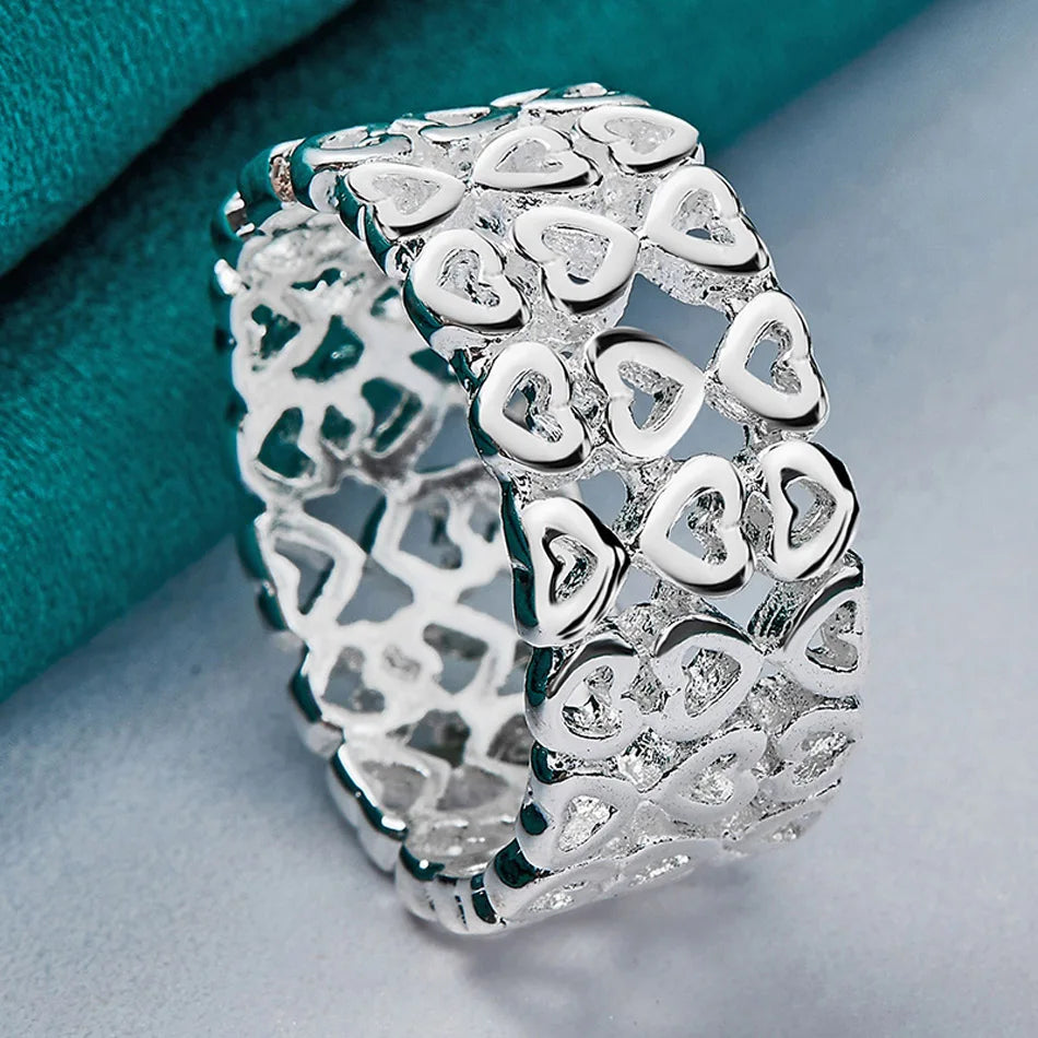 URMYLADY 925 Sterling Silber Hohlherz 7-10# Ring für Frauen Hochzeit Charm Verlobung Modeschmuck