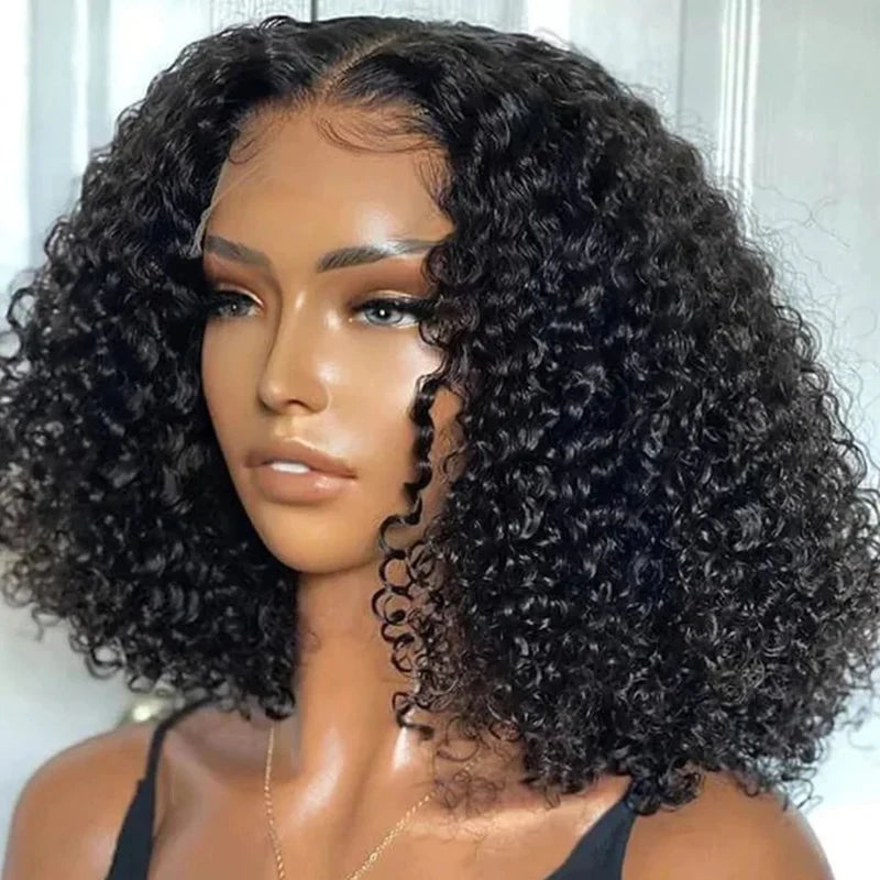 13x4 Short Bob Wig Jerry Curly Bob Wigs Deep Curly Wigs Human Hair Natural Black Pre Plucked Lace Frontal Wig Pixie Curly Wig