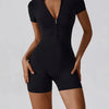 Summer Zipper Workout Jumpsuit Sports Overalls Women Gym Clothing Running Fitness Suits Gym Tracksuit Short Sportswear Yoga Set