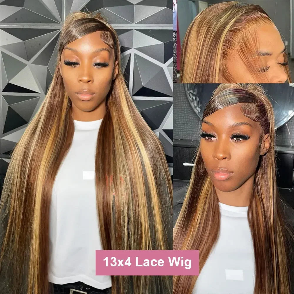 Highlight Ombre Bone Straight 13x6 Lace Frontal Wig Human Hair 13x4 Honey Blonde Lace Front Wig 4x4 Colored Human Hair Wigs Sale