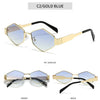 Polygonal Luxury Sunglasses Women Brand Fashion Rhombus Sun Glasses Woman 2024 Retro Vintage Metal Diamond Shades Eyewear