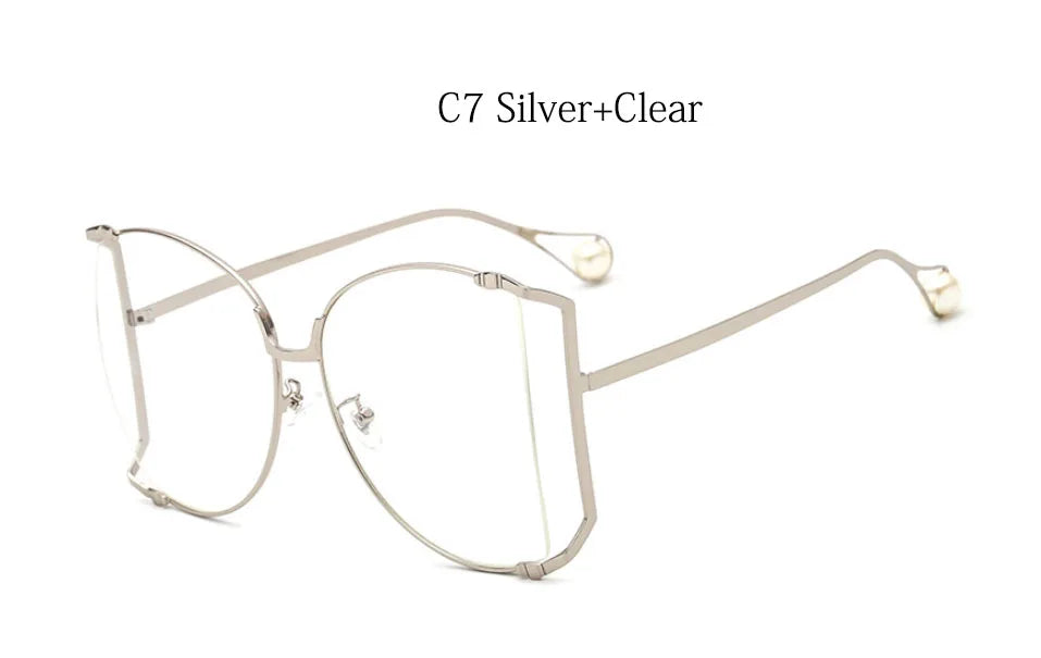 2024 Halbrahmen Marken Designer Brille Damen Quadratische Perle Berühmte Sonnenbrille Weibliche Mode Übergroße Klare Rosa Brille Damen