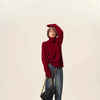Rollkragenpullover 100% Kaschmir Pullover Damen lose verdickend Anti-Aging Nische Vintage Roter Rundhals-Pullover Damen Langarm