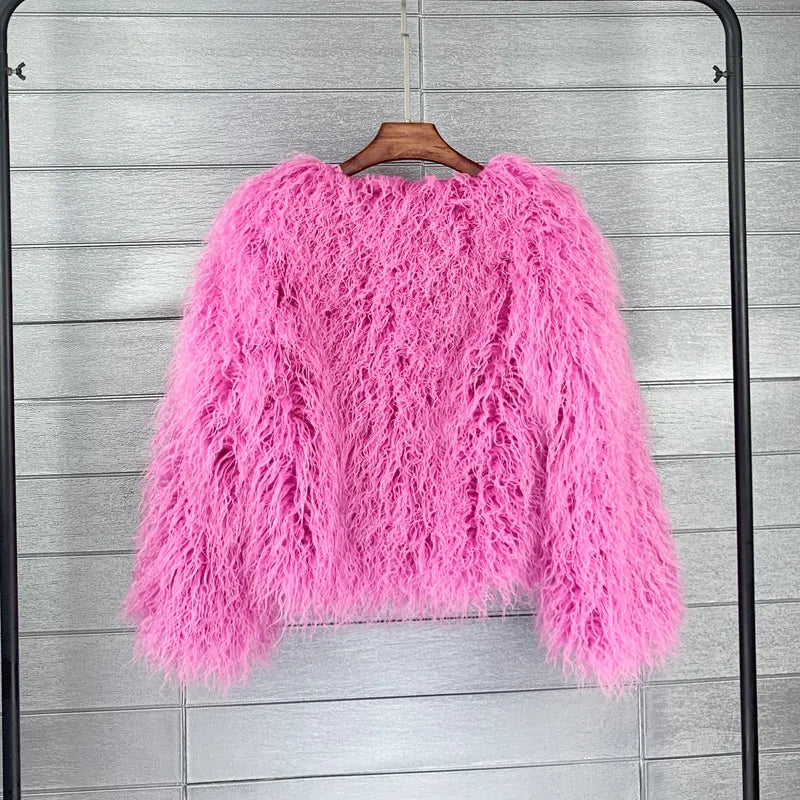 2023 Women Faux Fur Coat Autumn Winter High Quality Fluffy Short Coat Faux Fur Jacket