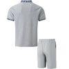 2025 Men Europe and the United States new summer Waffle solid color zip-up lapel short-sleeve suit shorts two sets