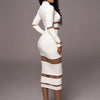 Articat Mesh Patchwork Perspective Long Sleeve Dress For Women's Tight Fit Midi Female Dress Fashion Street Party Club Vestidos