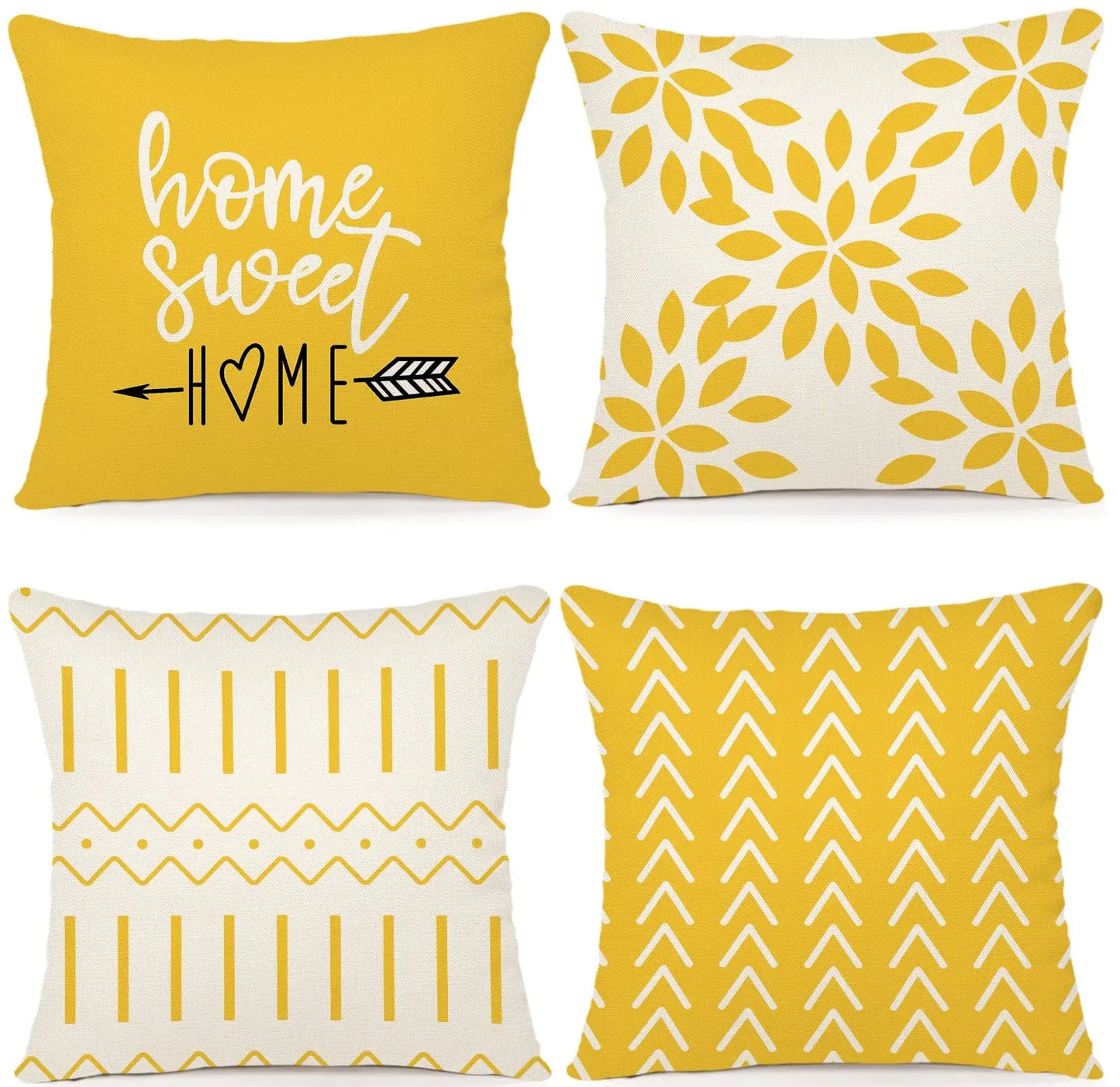 Kissenbezüge 4er-Set 45x45 cm, Moderne Sofa Kissenhülle, Dekorative Wohnzimmer Outdoor Leinenstoff Geometrisches Kissenbezug-Set Künstlerisch
