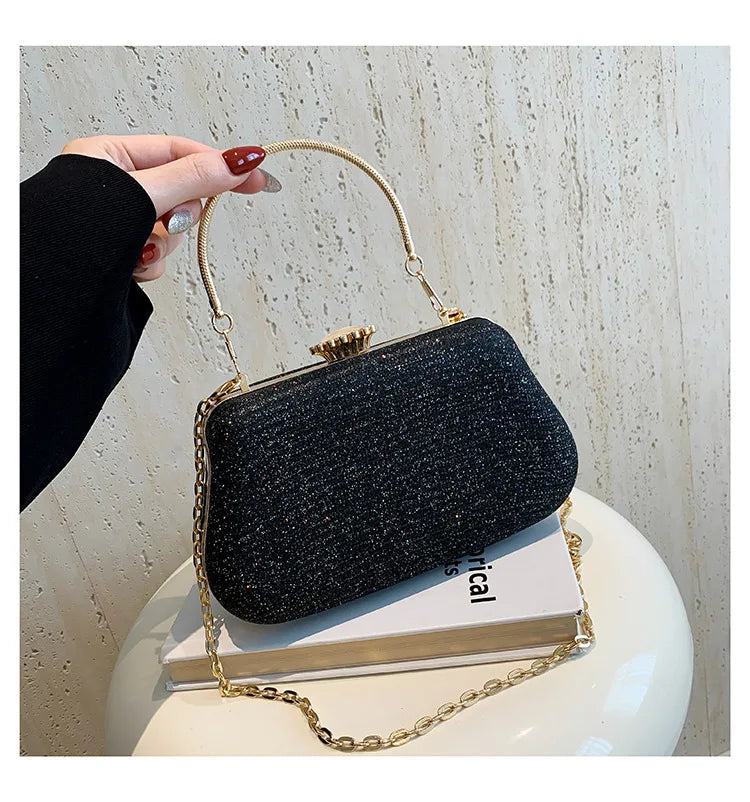 Luxus-High-Design Damen-Abendtasche Party-Bankett Glitzertasche für Damen Hochzeitsclutch Handtasche Umhängetasche mit Kette Bolsas