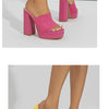Aneikeh Sexy Gestrickte Wolle Chunky Plateau Sandalen High Heels Damen Peep Toe High Heel Sommer Nude Party Kleid Pantoletten Sandalen Schuhe