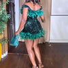 Damen Partykleid Ärmellos Glänzende Pailletten Feder Abendkleid Sexy schulterfrei rückenfrei Mini Formelle Ballkleider HXY8