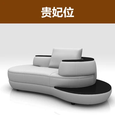 MANBAS Top Grain Echtes Leder Sofa mit Eckteil Modernes italienisches Ledersofa Große Bogenform Wohnzimmer Sofagarnitur