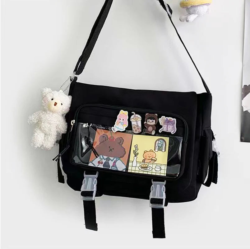 Y2K Waterproof Canvas School Bags Messenger Bag Women Handbags Student Shoulder Bag Fashion Large Capacity Crossbody Bag Itabag