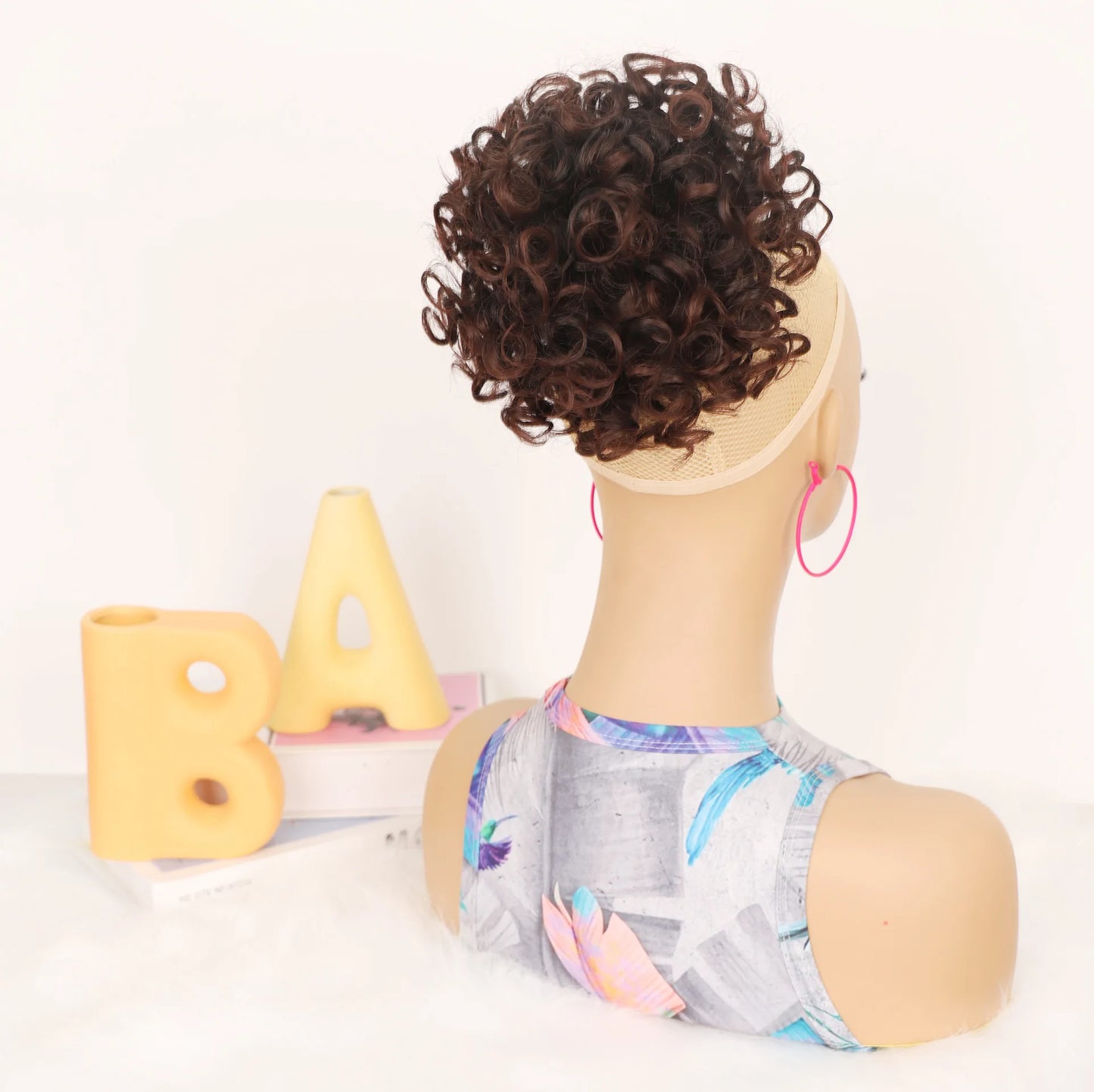 Synthetic Afro Puff Drawstring Ponytail Hair Bun 10 Inch Short Afro Kinkys Curly Afro Bun Extension Hairpieces Large Size
