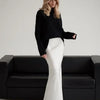 Wolfeel Freizeit Satin Damenrock Frühling Sommer Mode Locker Hoher Bund Maxi Röcke Elegant Einfacher Satin-Fischschwanzrock