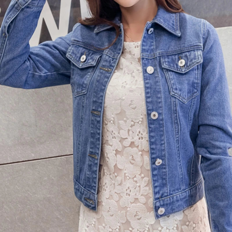 New Women's Denim Jacket Spring and Autumn 2026 Casual Short Denim Jacket Women's Korean Version Solid Color Jacket Clothes