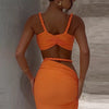 Nibber Sexy Women 2 Piece Set Bandage Ruched Square Collar Bra+Skinny Long Skirts 2025 Summer Vacation Beach Party Trend Suits