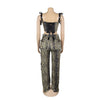 Two Pieces Women Pant Sets Print Matching Set Drawstring Pockets Sleeveless Top Elastic Waist Pants Slim Fit Casual 2026 Spring