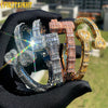 2025 New Iced Out Bling Opened Heart Zircon Charm Bracelet Rectangle AAA CZ Hearts Bangle For Men Women Hiphop Luxury Jewelry
