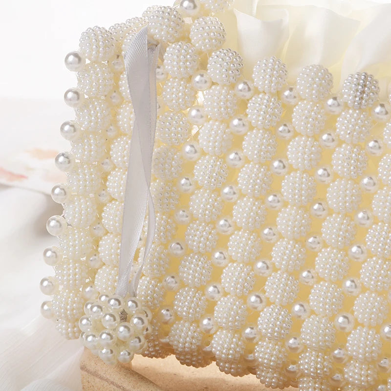 Edle Kristallperlen-Abendtasche Hochzeit Clutch mit Perlenkette Neue handgefertigte Perlenketten-Umhängetasche Handtasche Abendkleidtasche