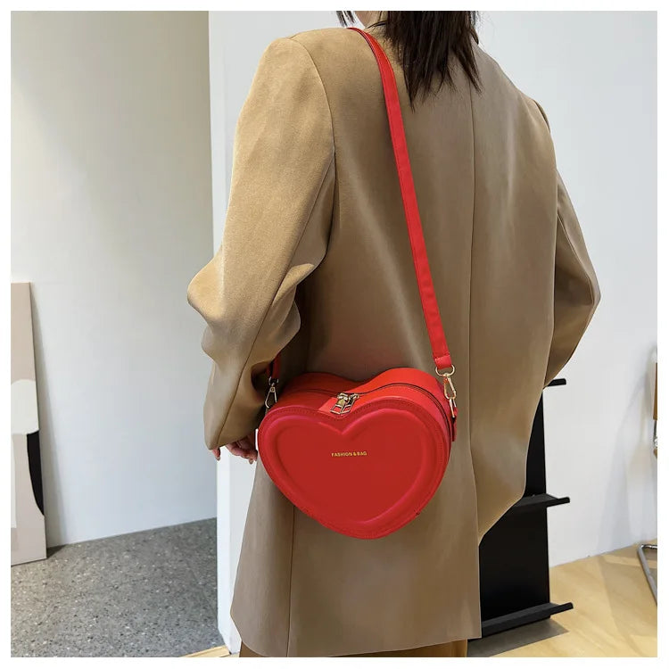 Fashion Heart Shape Crossbody Bags For Women New Solid Pu Leather Shoulder Bag Casual Ladies Handbags Designer Women Bags сумка