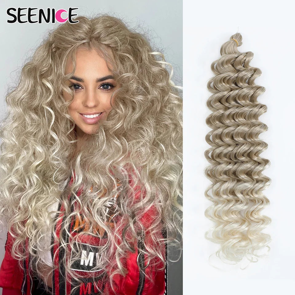 Deep Wavy Twist Synthetische Häkelhaare Afro Lockiges Haar Afrikanische Häkelzöpfe Ombre Blonde Flechthaarverlängerungen für Frauen