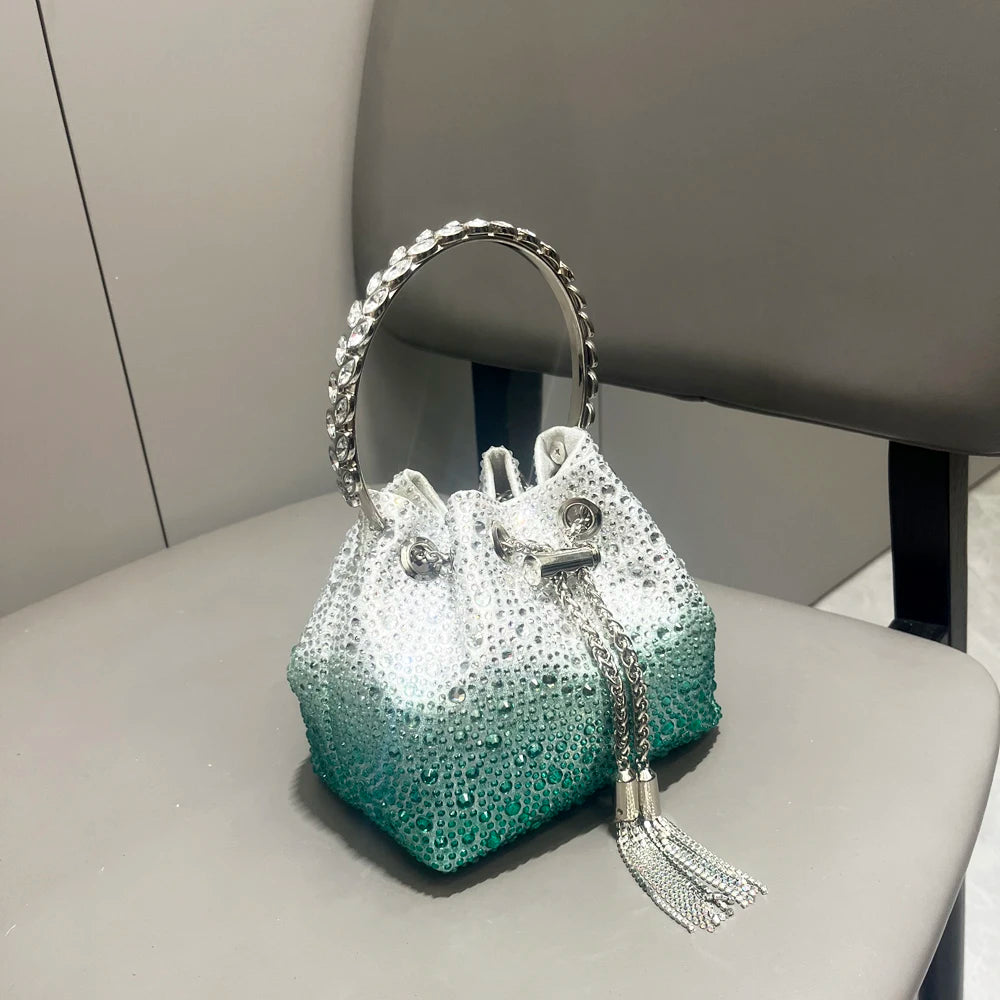 Handle Rhinestones Evening clutch Bag Purses and handbag luxury Designer shoulder bag Shiny Crystal Clutch purse bucket bag