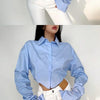 Zadily 2025 Summer Korean Style Long Sleeve White Shirt Women Sexy Button Ladies Crop Tops Blouse Street New In Female Clothing