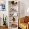 5-Shelf Bookcase with Adjustable Shelves,Solid Wood/Closed Back/Display Bookshelf for Living Room,Bedroom,Home and Office,White
