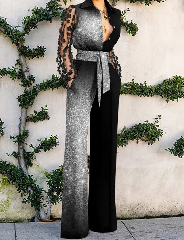 Damen Jumpsuits 2024 Neu Frühjahr/Sommer Mode Vielseitig Sexy Spitze Patchwork Schlaghose Locker Y2k Jumpsuits für Damen Streetwear