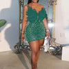 Znaiml Sexy Feathers Rhinestones Backless Diamond Sheer Mesh Bodycon Dresses for Woman Rave Club Birthday Party Night Vestidos