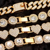 Iced Out Pink Cuban Armband für Frauen Hip Hop Gold Silber Farbe Kristall Herz Kreis Quadrat Armband 4Pcs Set Schmuck Geschenk